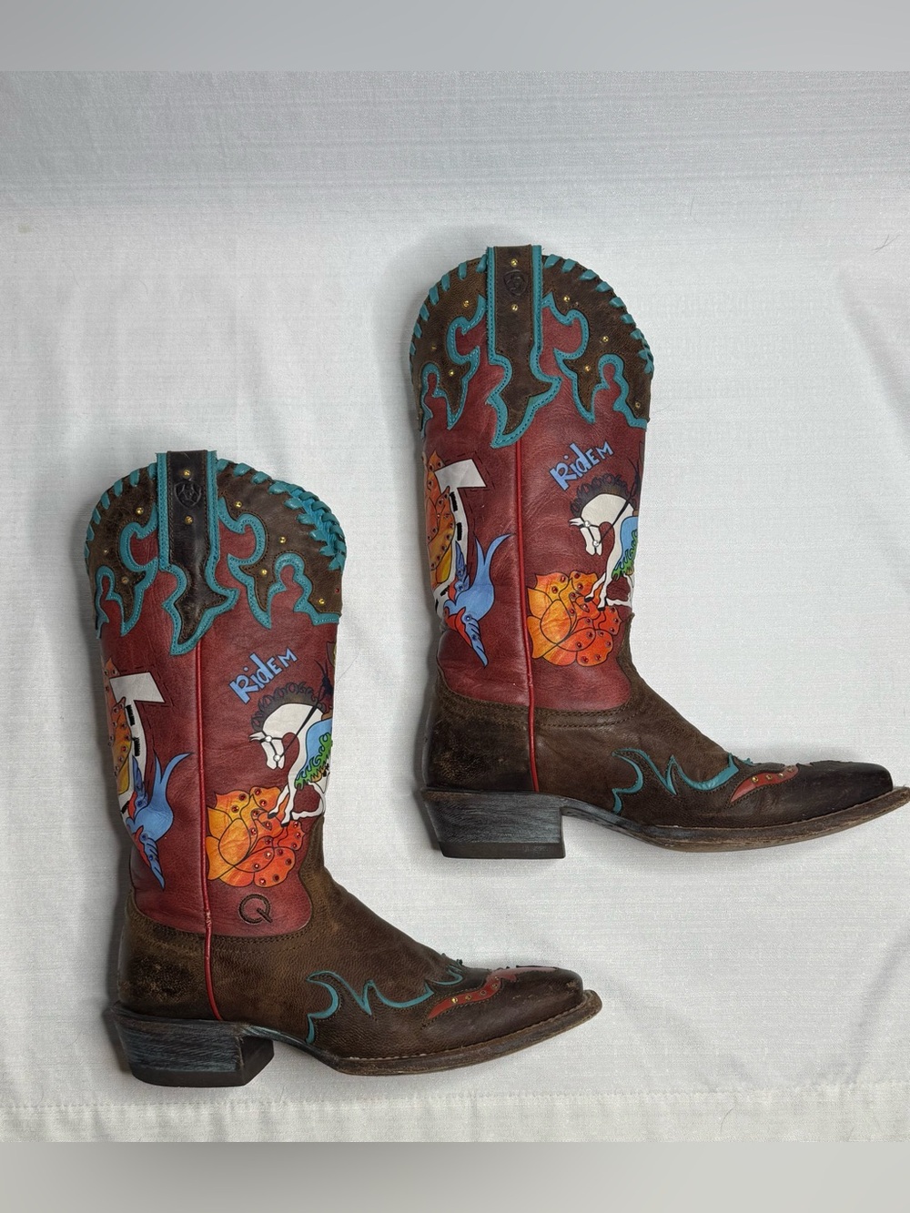 Ariat Quincy Limited Edition Bronco Billy Ride’Em Cowboy Boots Womens 7B - Picture 9 of 12